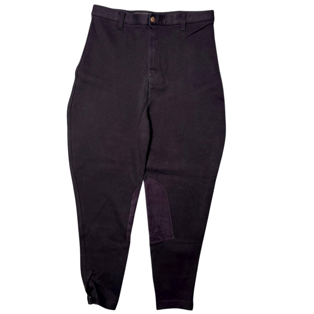 State Line Tack Equestrian Riding Breeches Black Cotton Stretch Pants 16 Long